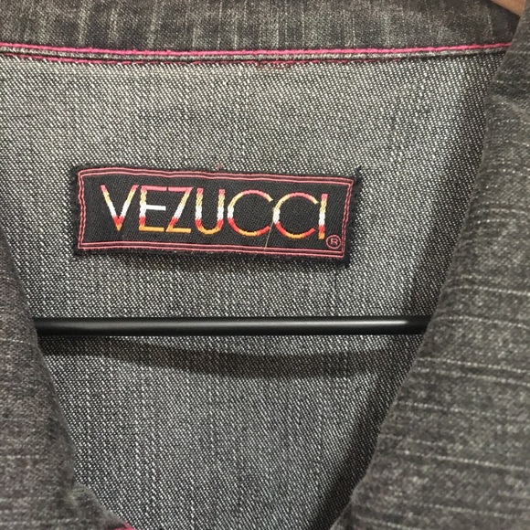 Vezucci Hot Pink Trim & Rhinestone Jean Jacket - Picture 4 of 8